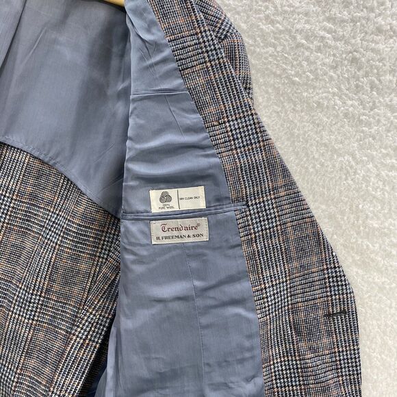 H. Freeman & Son Blazer Men's 44L Grey Glen Plaid Trend Aire Corpcore Jacket - Picture 8 of 16